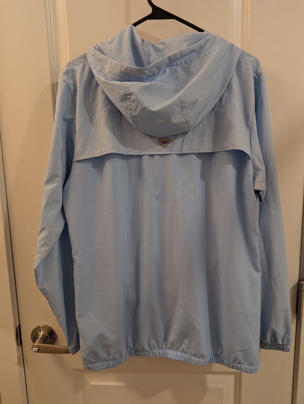 Women's Light Blue Columbia PFG Tamiami Windbreaker Hoodie - Picture 2 of 13